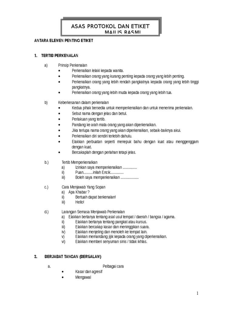 Protokol Surat Rasmi Rujukan Kami