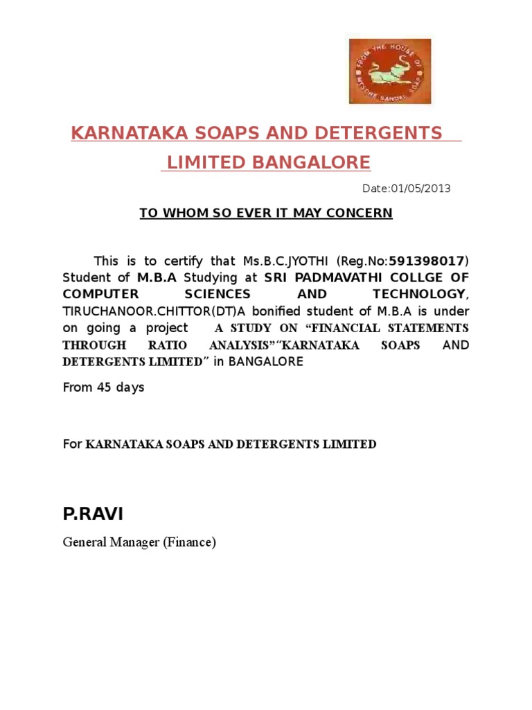 Karnataka Soaps and Detergents Limited Bangalore P.Ravi PDF