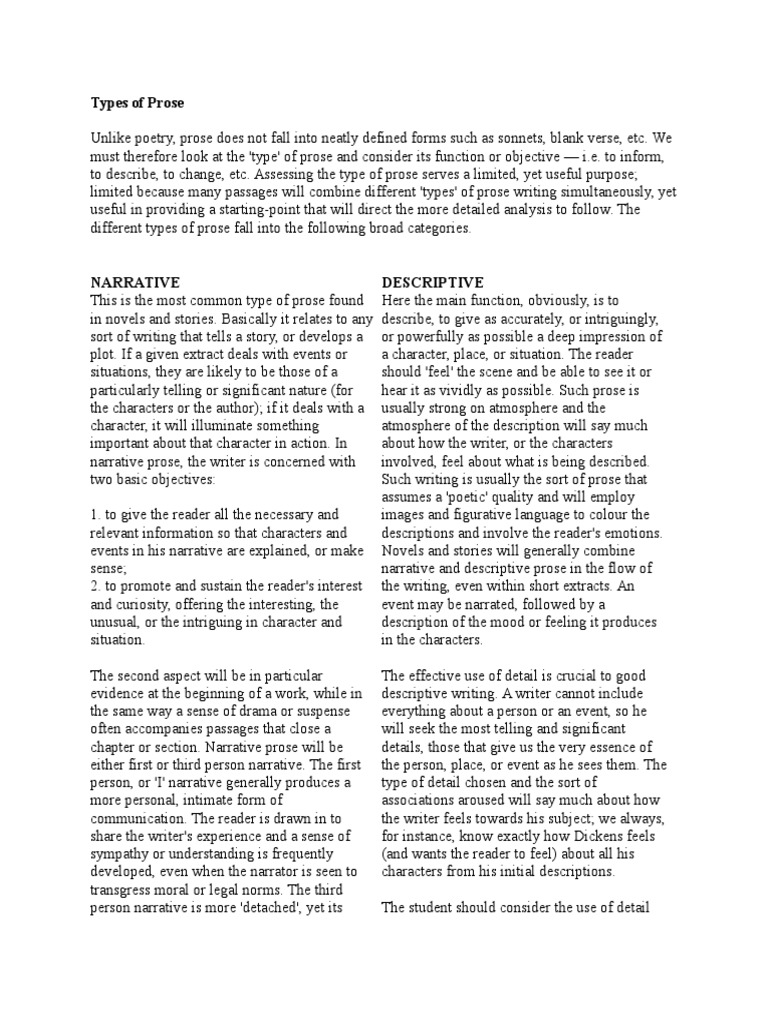 Types of Prose | PDF | Satire | Narrative