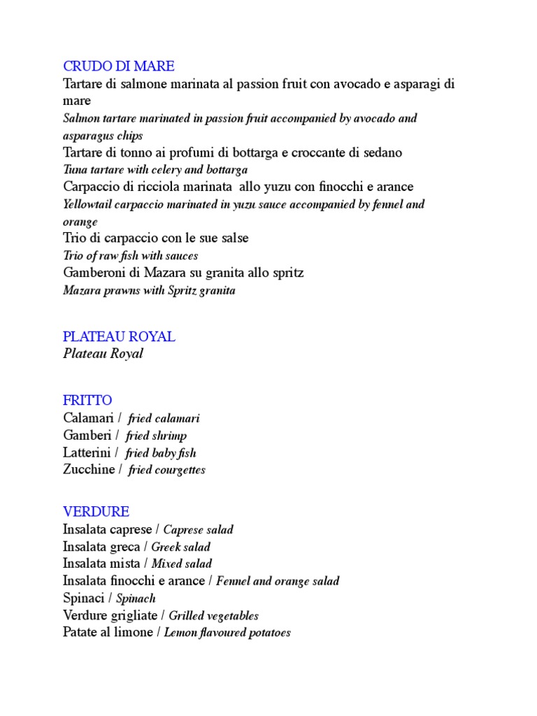 Piccola Cucina Estiatorio Menu PDF