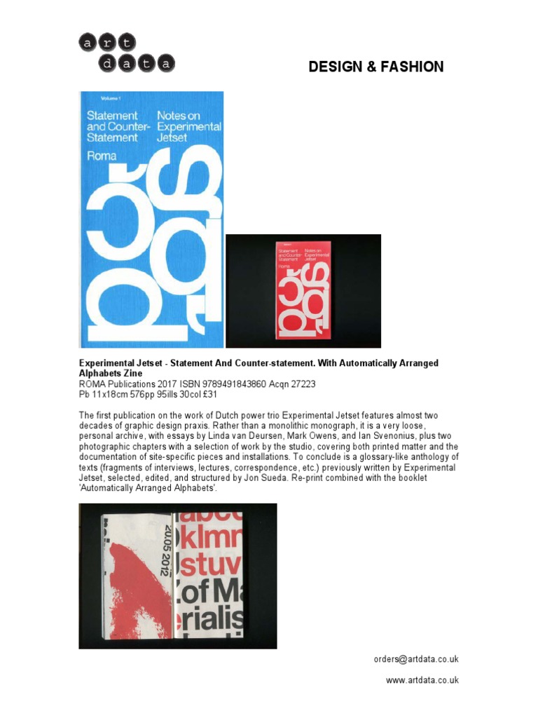 Design & Fashion: Experimental Jetset - Statement and Counter-Statement ...