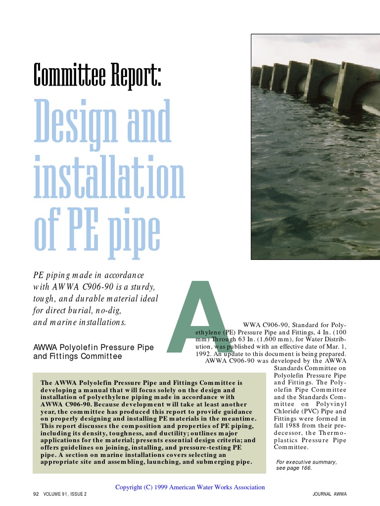 Committee Report:: Design and Installation of PE Pipe | PDF ...