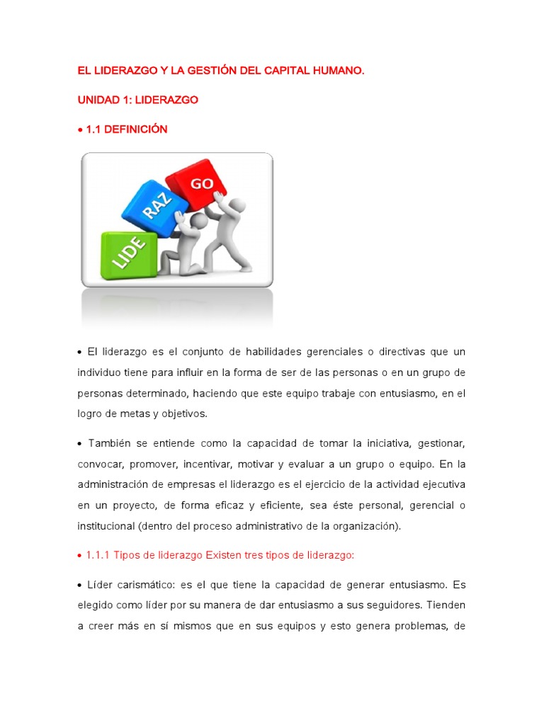 Liderazgo y Gestión del Capital Humano | PDF | Liderazgo | Toma de ...