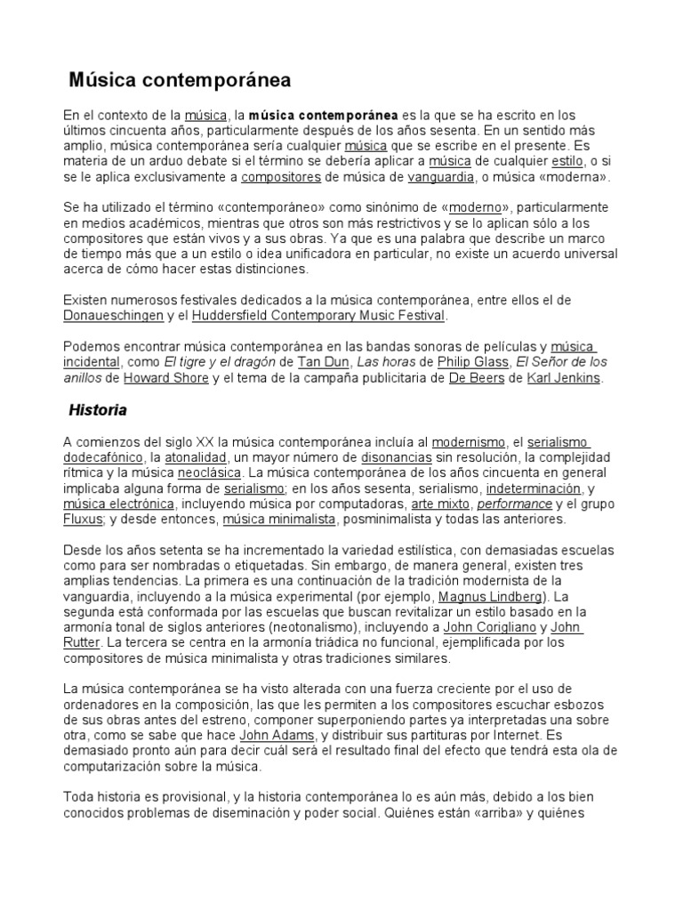 Musica Contemporanea Música clásica Artes escénicas