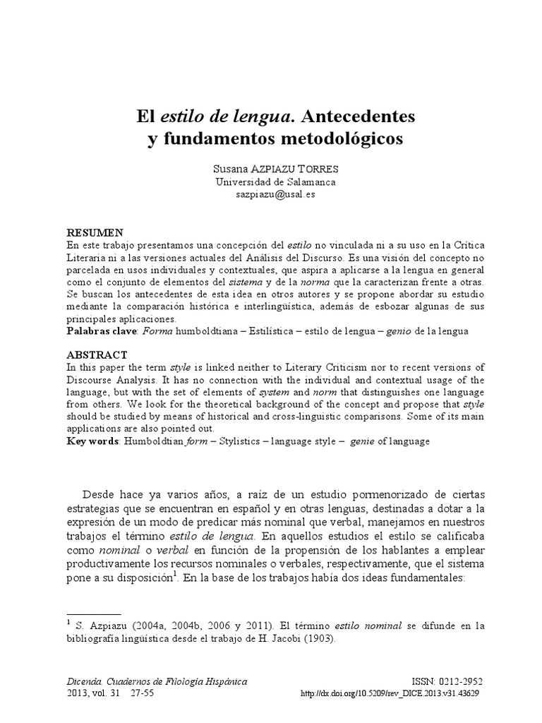 El Estilo de Lengua | PDF | Filología | Artes del lenguaje y disciplina