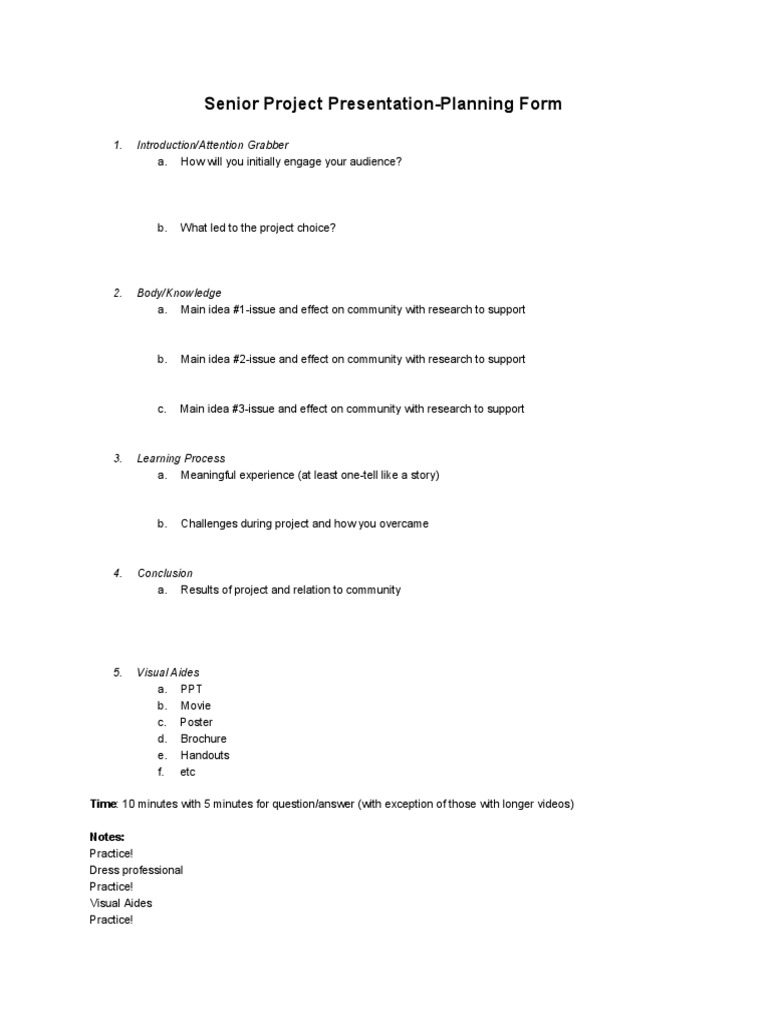 Senior Project Presentation Guide | PDF | Art