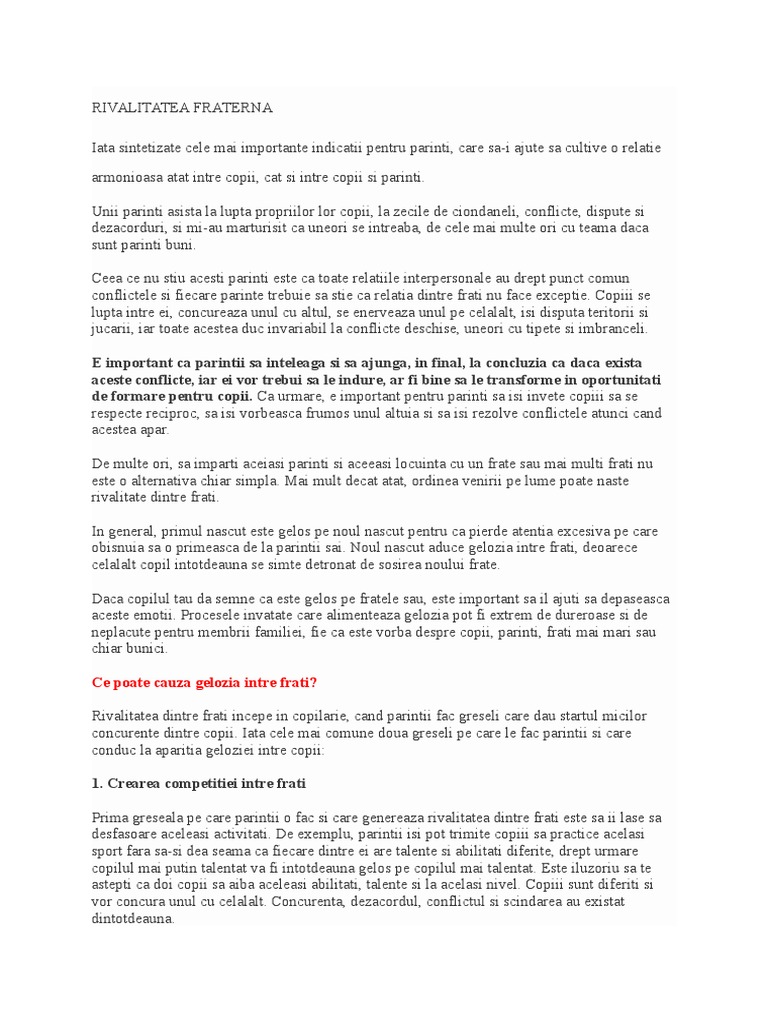 Rivalitatea Fraterna | PDF