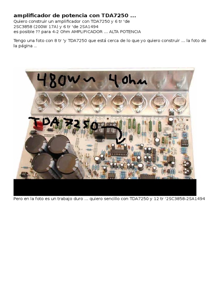 Amplificador TDA7250: Diseño y Funcionamiento | PDF | Transistor ...