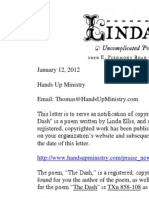 Linda Ellis Copyright - Extortion Letter Hands Up Ministry