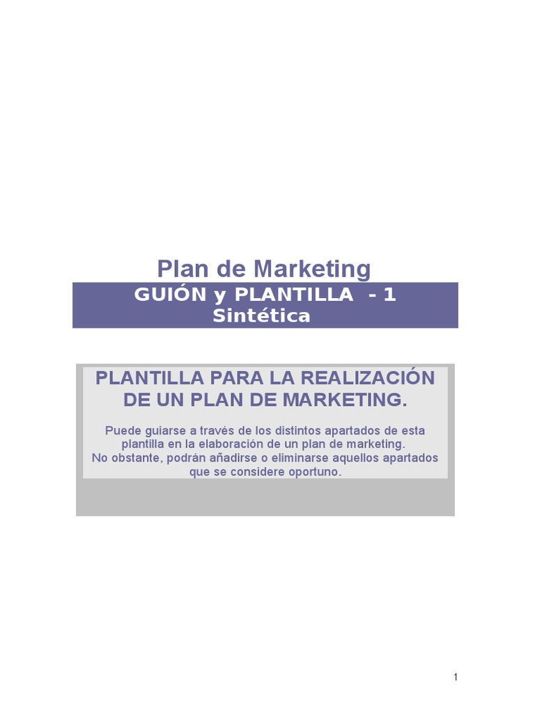 Plantilla de Plan de Marketing 2020-2025 | PDF | Producto (Negocio ...