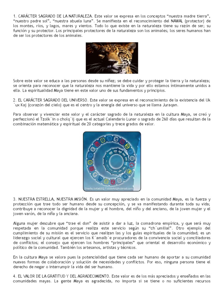 13 Valores Mayas Comunidad Civilización maya