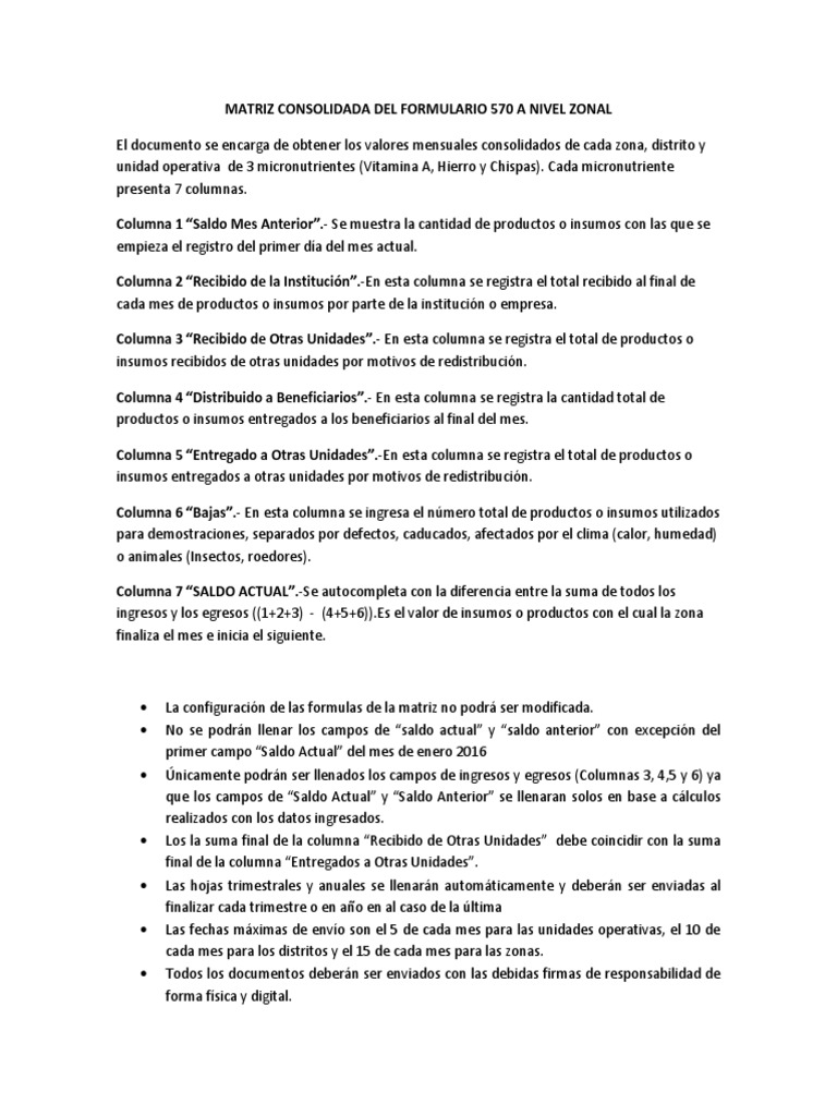 Matriz Formulario 570: Consolidación Mensual | PDF | Finanzas y dinero ...