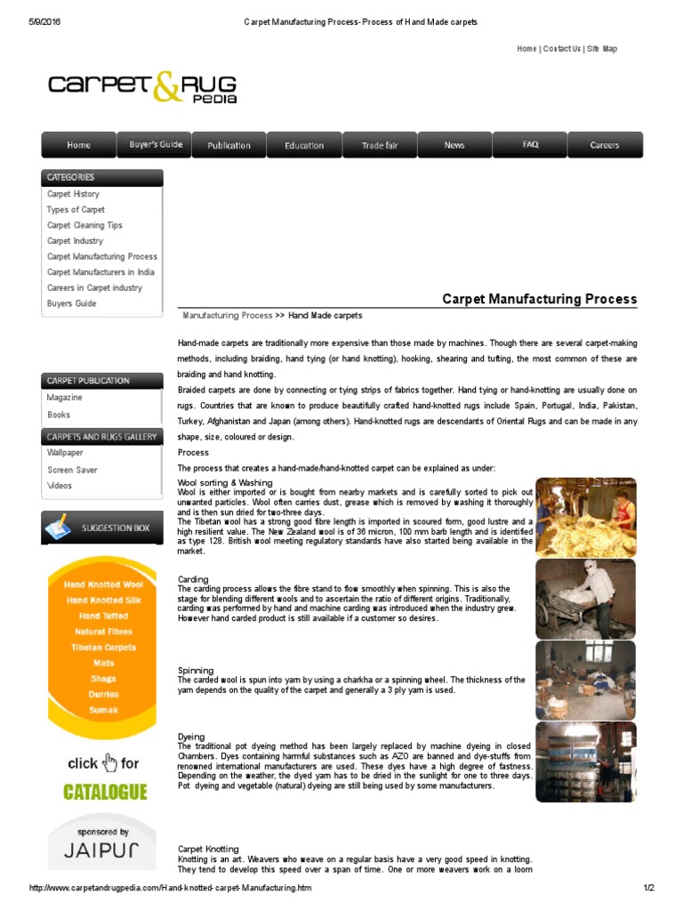 Carpet Manufacturing ProcessProcess of Hand Made Carpets Carpet Wool