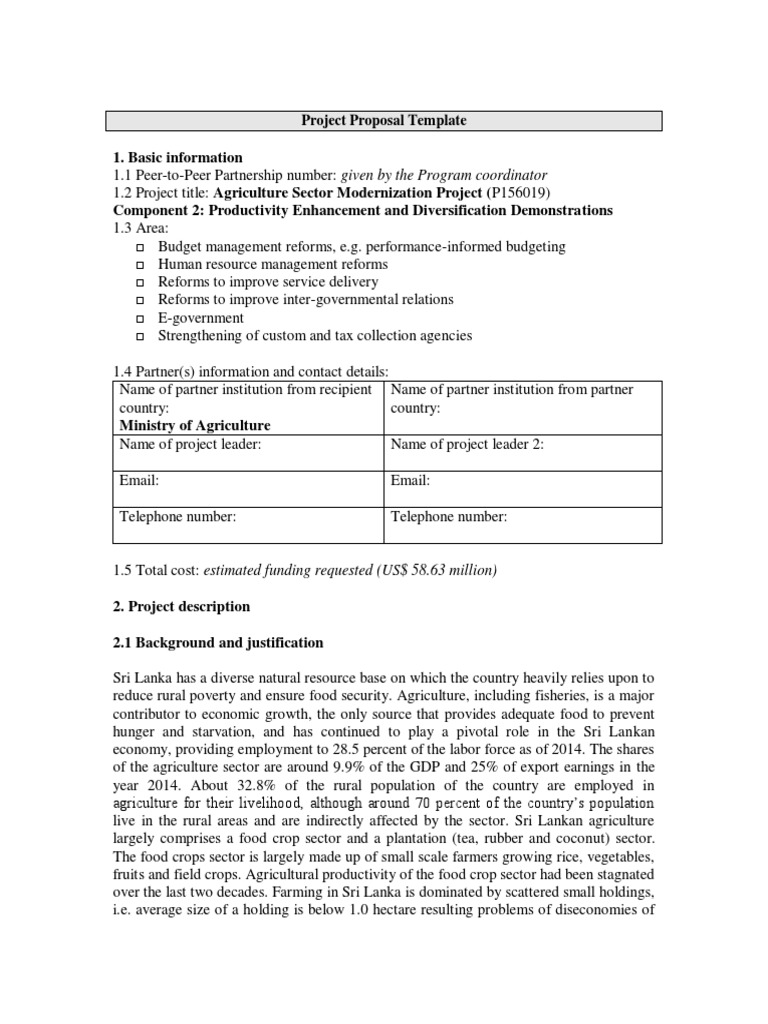 Project Proposal Template  PDF  Organic Farming  Agriculture Intended For Ministry Proposal Template