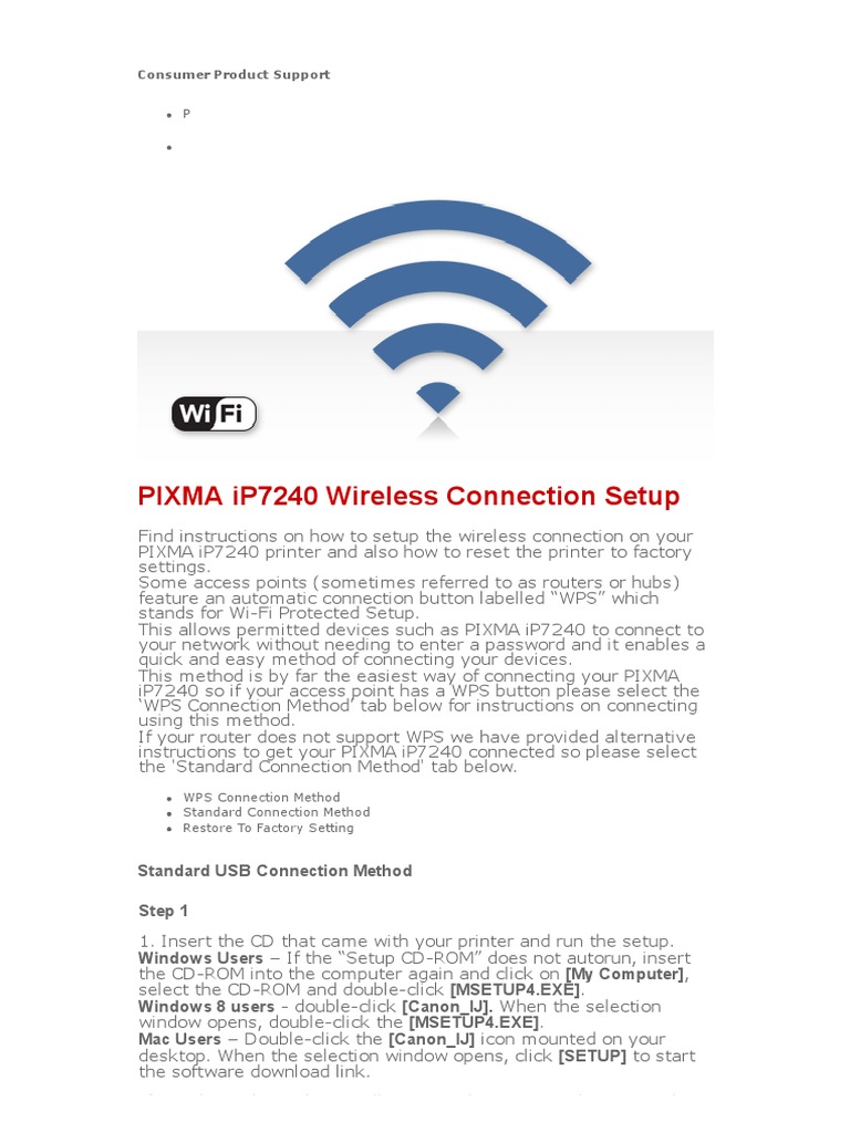 canon ip7240 wifi setup
