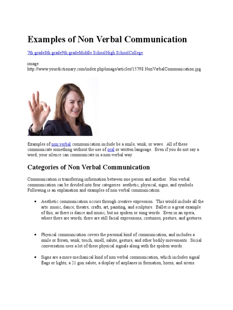 Nonverbal Communication Examples | PDF | Nonverbal Communication | Body ...