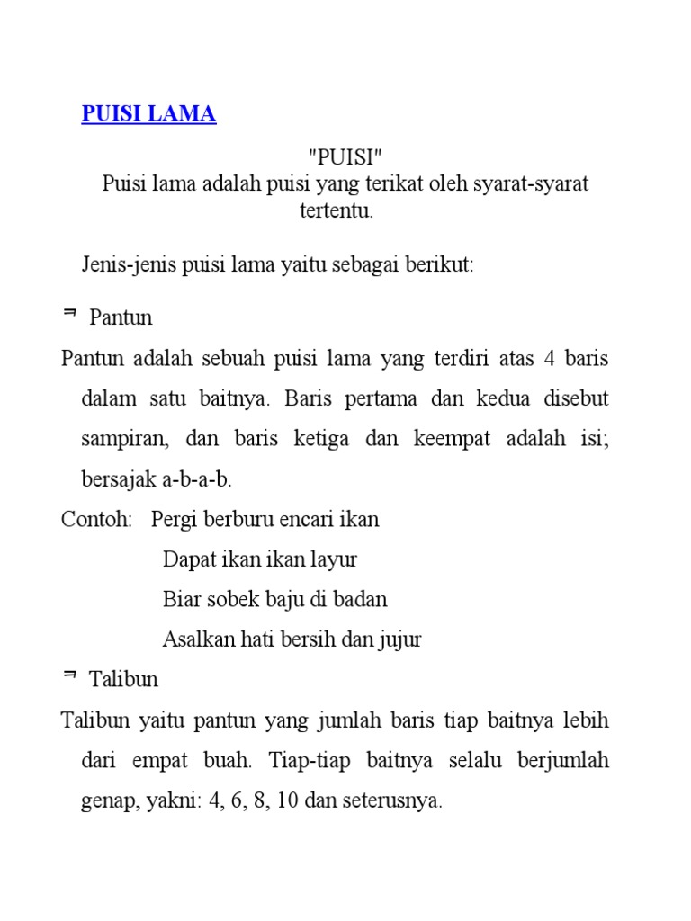 Contoh Puisi Lama - Simak Gambar Berikut