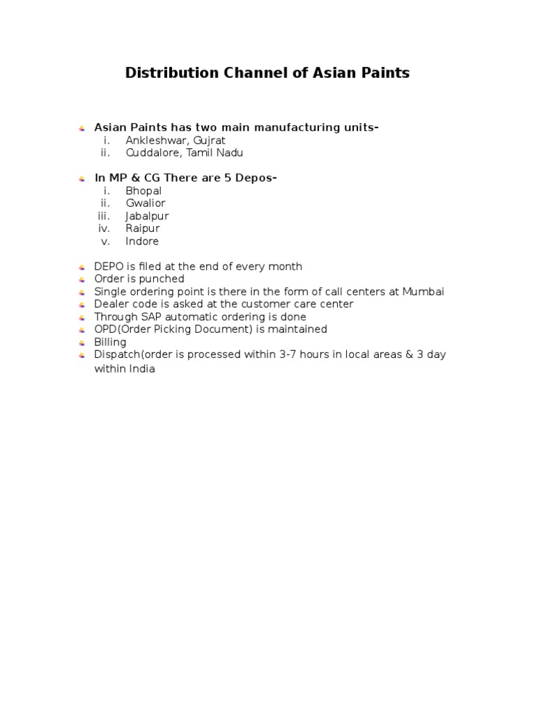 Distribution Channel of Asian Paints | PDF | Business (General) | Business