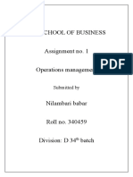 Mit School of Business Assignment No. 1 Operations Management
