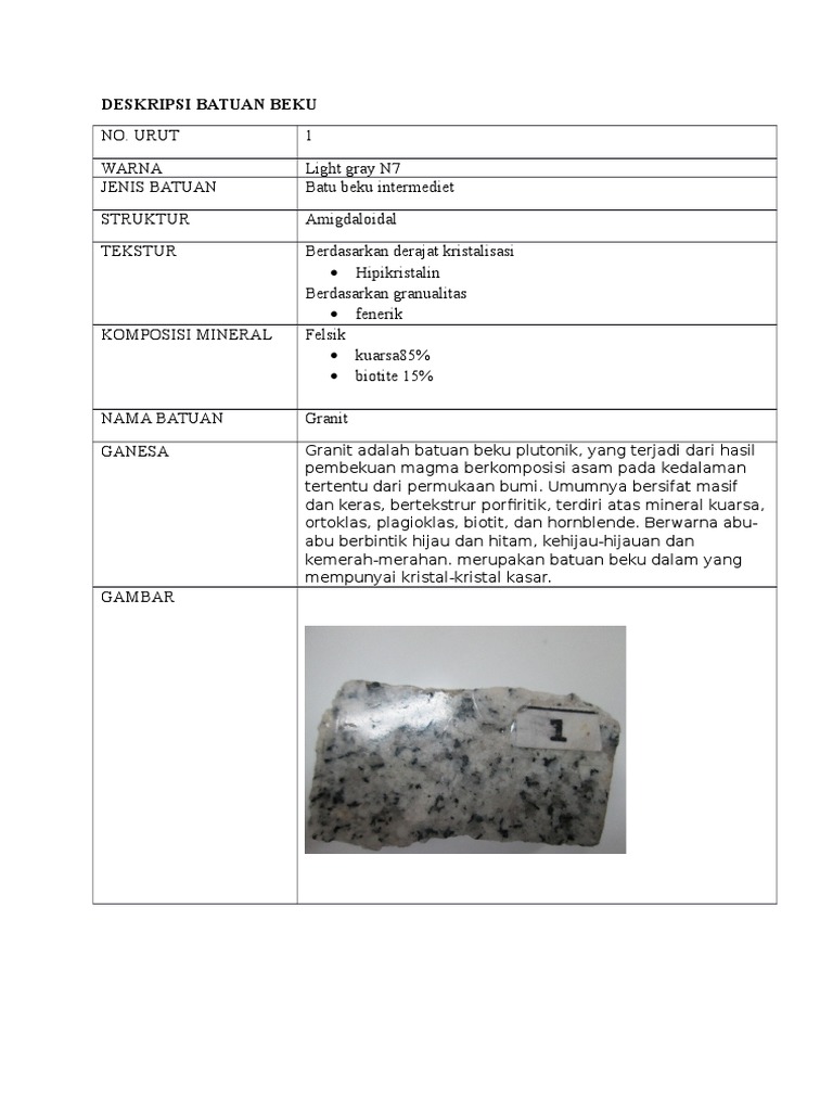  Deskripsi  Batuan  Beku Granit 