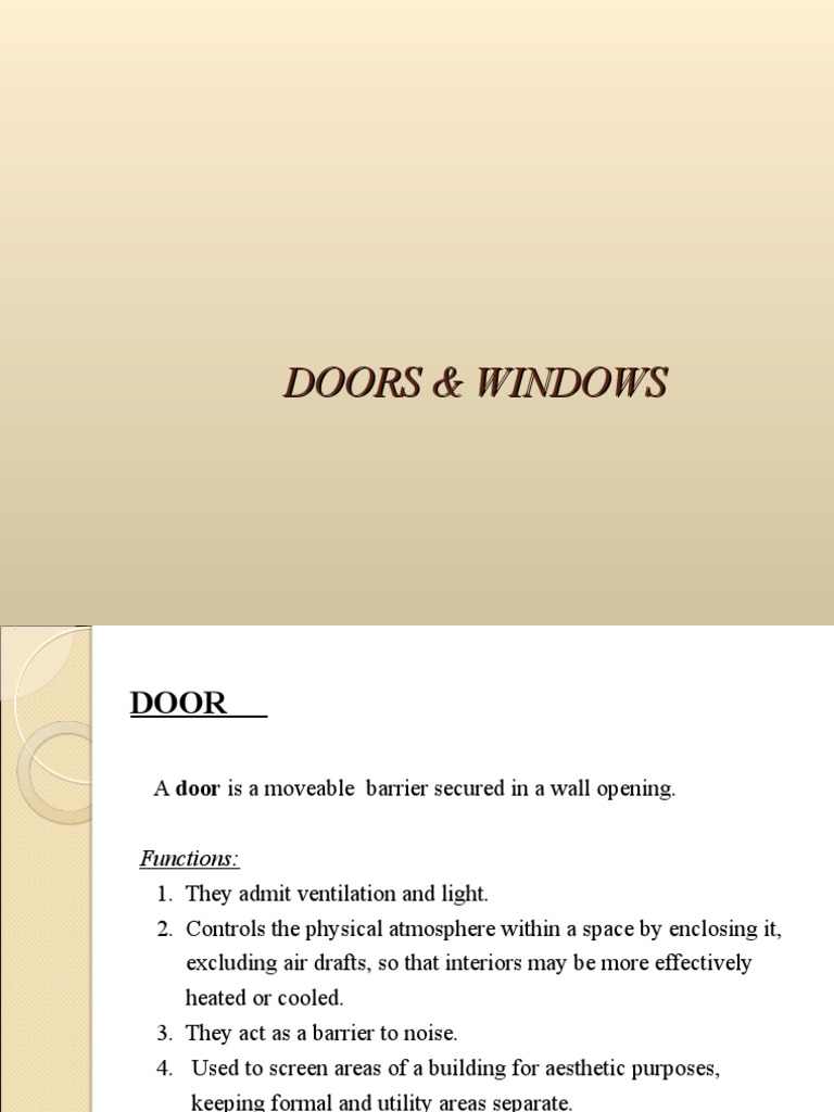 Comprehensive Guide to Doors & Windows | PDF | Window | Door