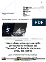 Investidores Estrangeiros Estão Preocupados e Temem Até _desastre_ Se Lula for Eleito Em 2018, Diz Forbes - InfoMoney