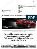 Investidores Estrangeiros Estão Preocupados e Temem Até _desastre_ Se Lula for Eleito Em 2018, Diz Forbes - InfoMoney