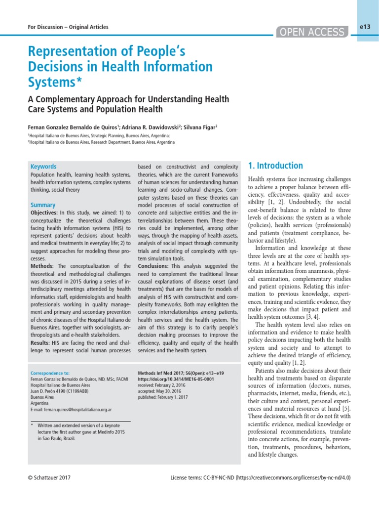 Representation of People S Decisions in Health Information Systems ...