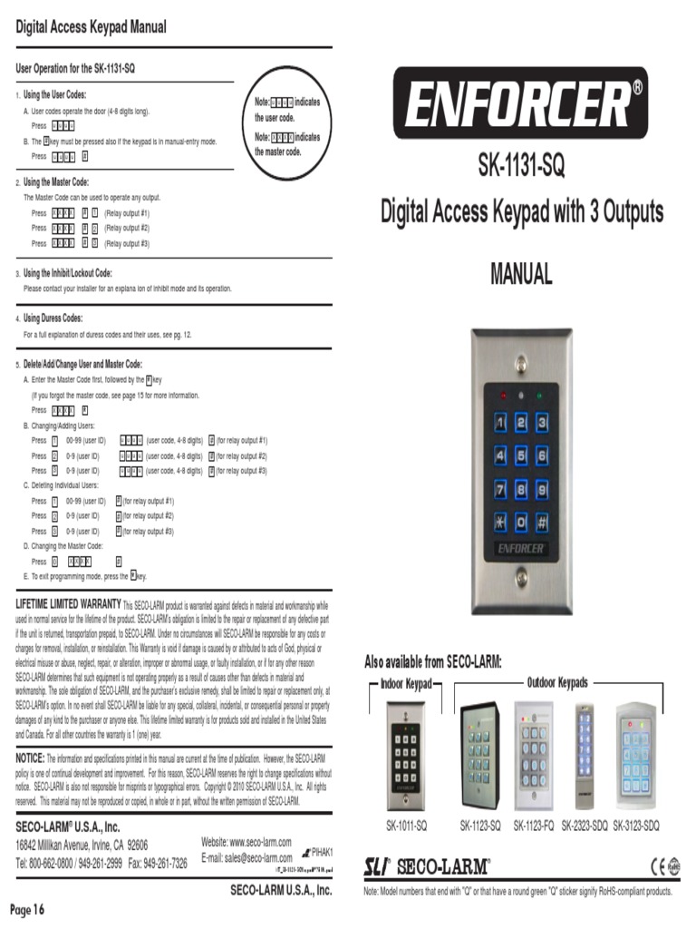 Enforcer SK 1131 SQ Access Control Relay