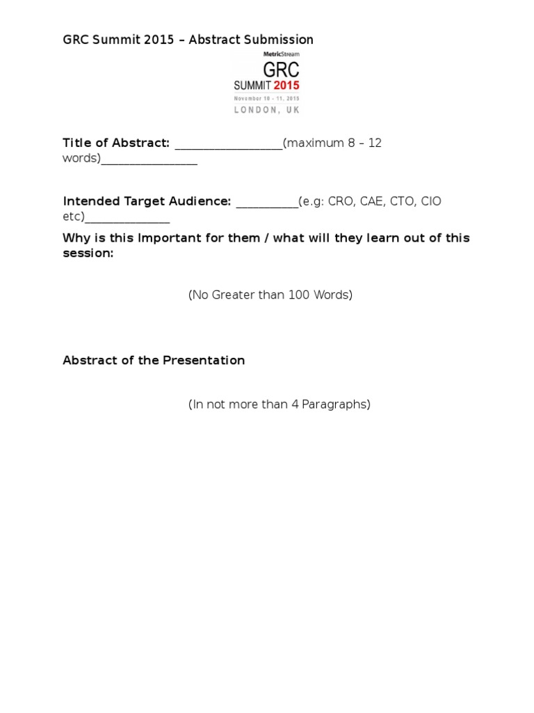 Internal Abstract Submission Template PDF