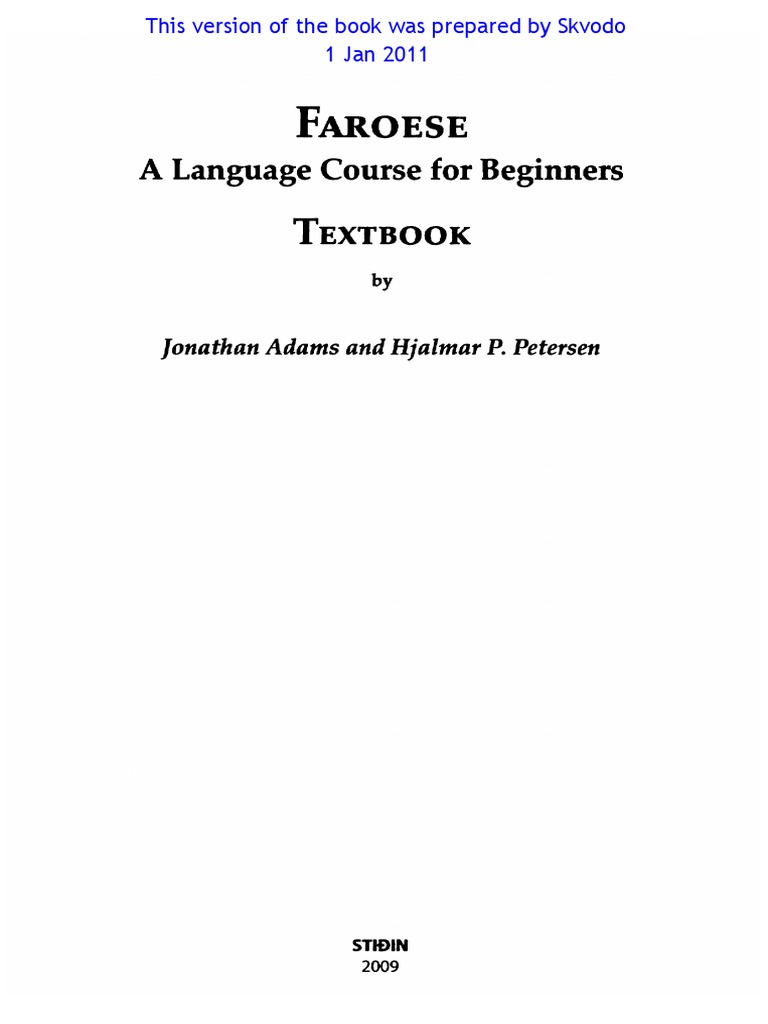 Faroese A Language Course For Beginners Textbook PDF PDF Grammatical Gender Semantics