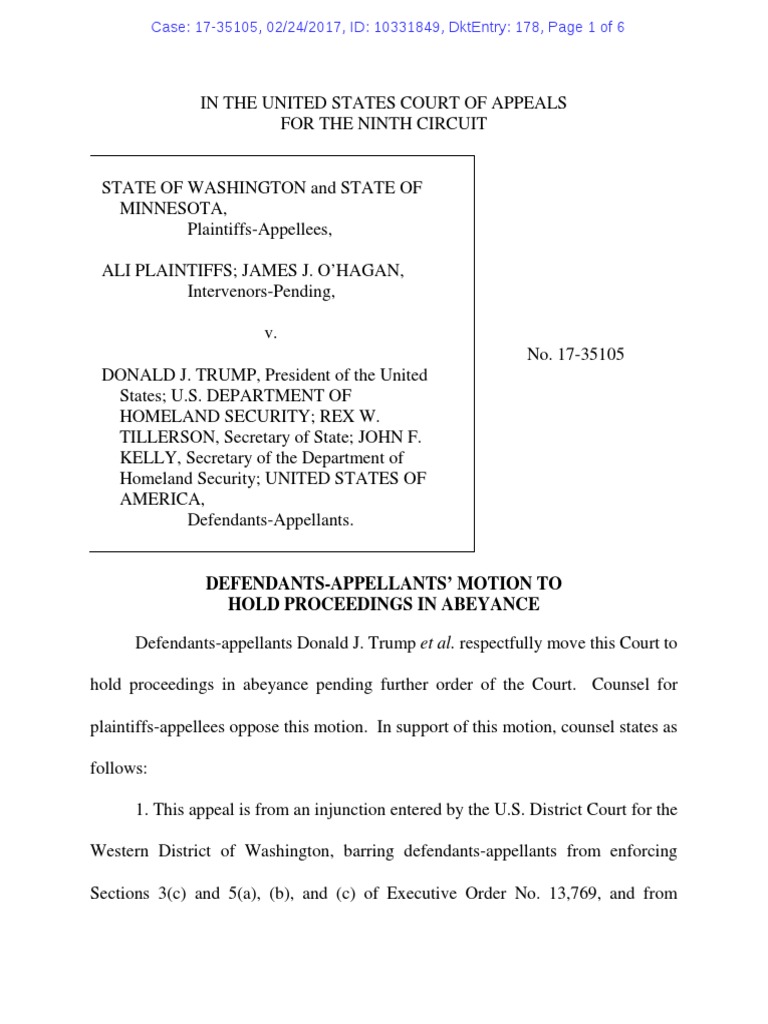 22417 DOJ Motion to Hold in Abeyance United States Government United States Federal Courts