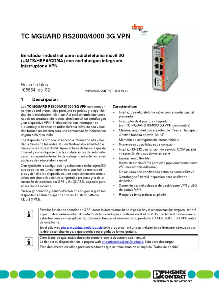 MGuard RS4000 | PDF | Red privada virtual | Red de computadoras