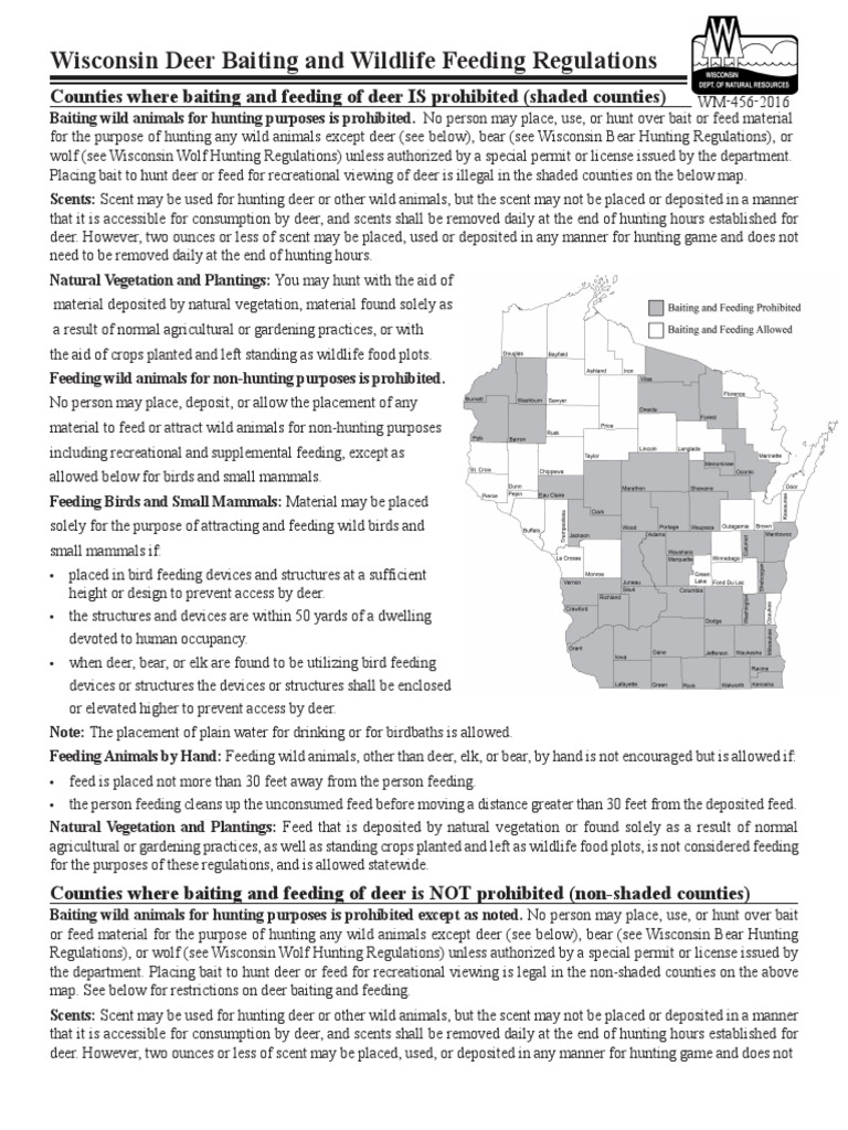 Wisconsin Deer Baiting and Wildlife Feeding Regulations PDF Hunting