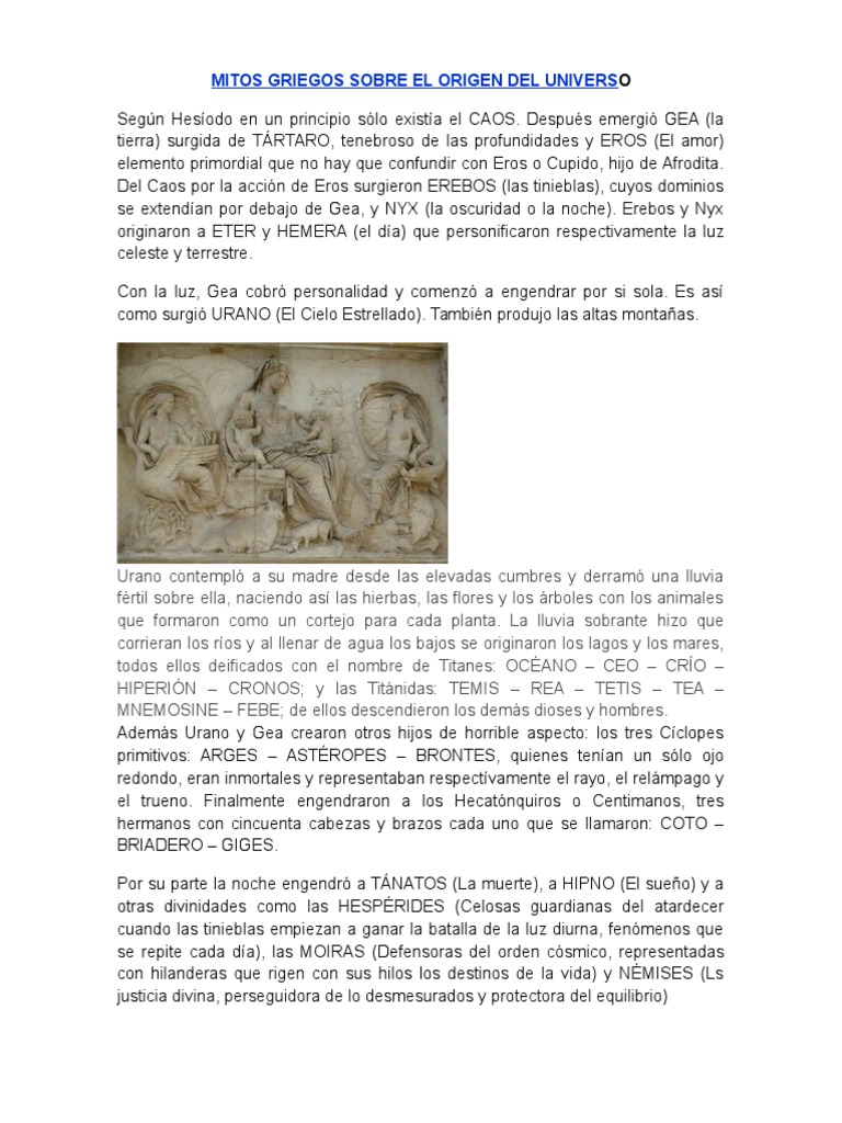 Mitos Griegos Sobre El Origen Del Universo Fibra