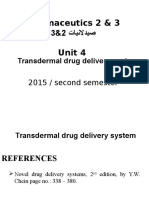 Unit 4 Transdermal Drug Delivary System