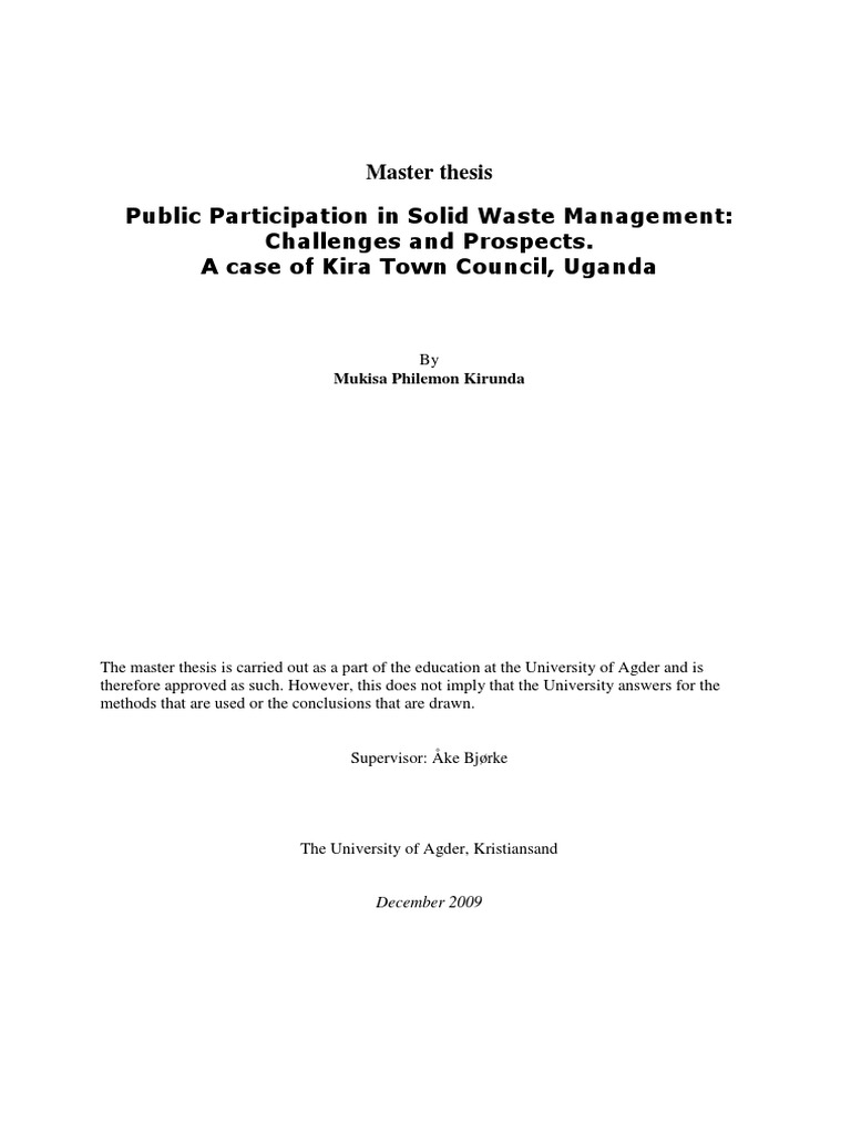thesis title about waste management