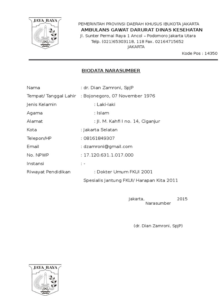 Contoh Cv Narasumber - Simak Gambar Berikut