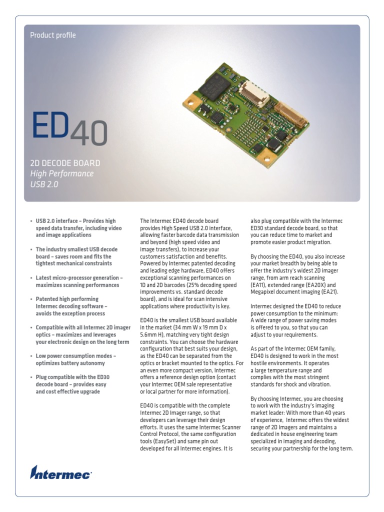 ED40 Spec Web | PDF | Usb | Image Scanner