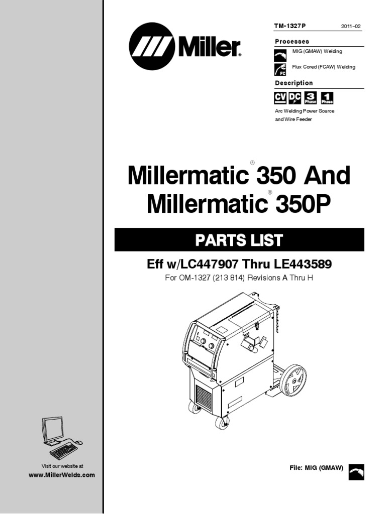 Manual Partes Millermatic 350 Electrical Equipment