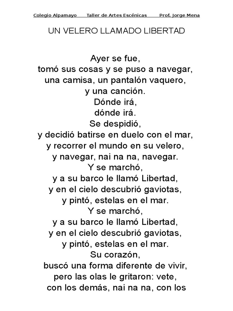 Letra Un Velero Llamado Libertad | PDF