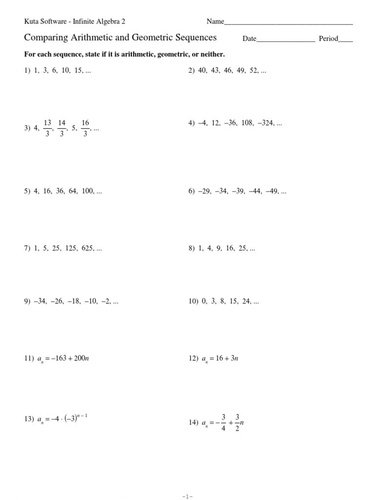 worksheet Arithmetic And Geometric Sequences Worksheet Answers 1525332368v1