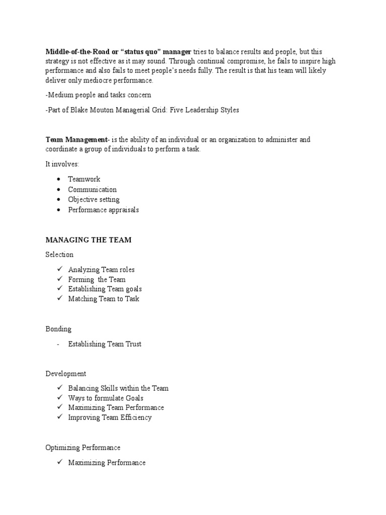 MiddleoftheRoad or "Status Quo" Manager Tries To Balance Results and People, But This PDF