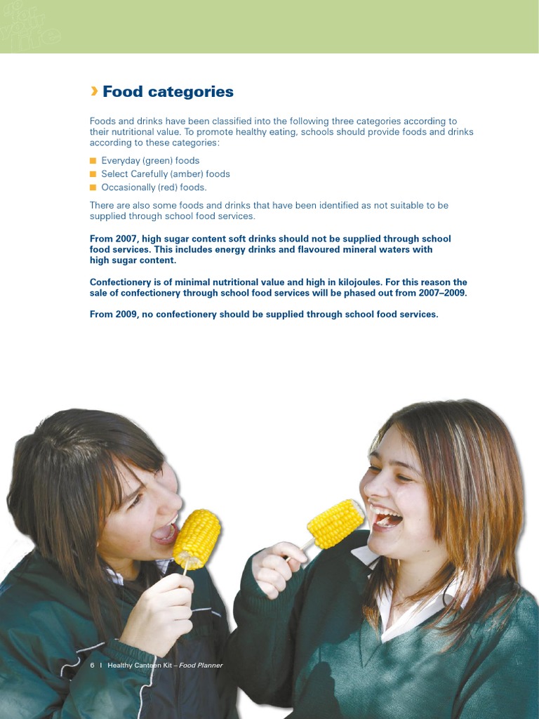 Food Categories I Healthy Canteen Kit Food Planner PDF Food