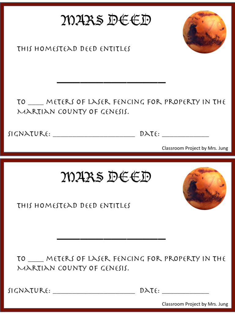 Mars Deed | PDF | Home & Garden