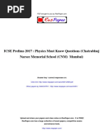 ResPaper ICSE Prelims 2017 Physics Must Know Questions Chatrabhuj Narsee Memorial School CNM Mumbai