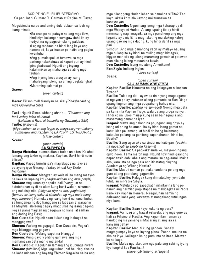 El Filibusterismo Script PDF | PDF
