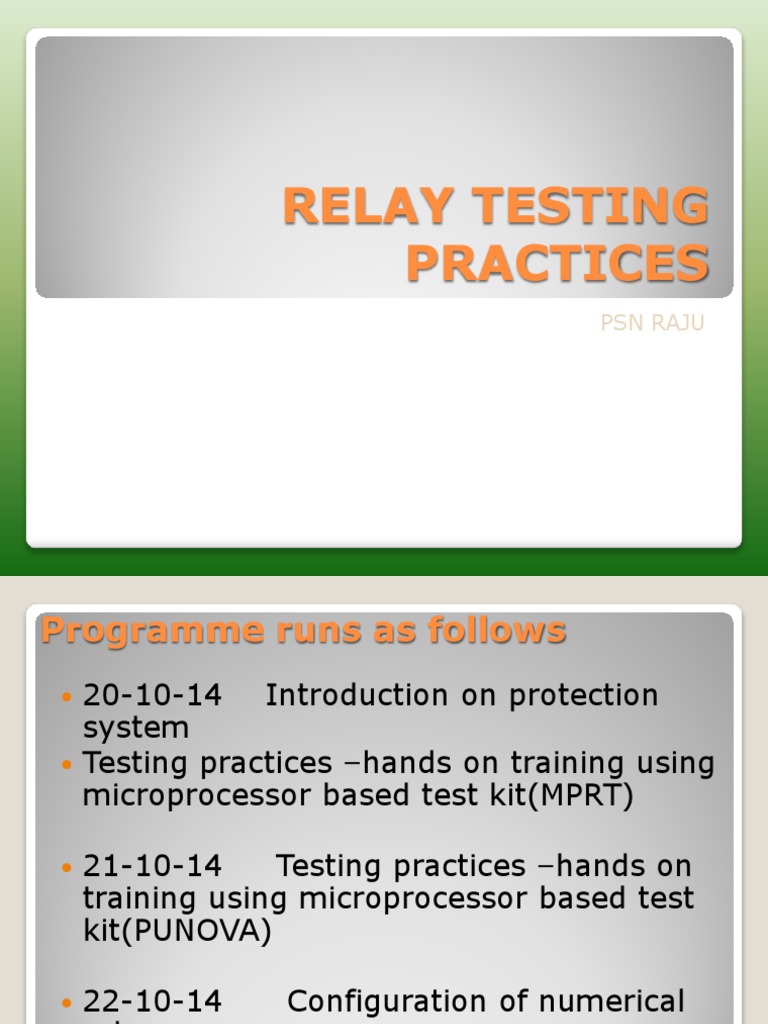 Relay Testing Procedure PDF