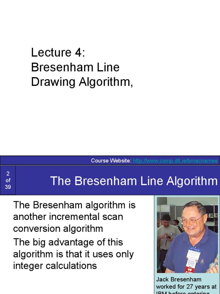 Bresenham Line Drawing Algorithm,: Course Website | PDF | Scientific ...