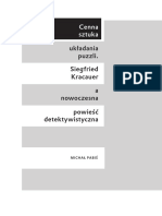 Cenna Sztuka Ukladania Puzzli. Siegfired Kracauer I Nowoczesna Powiesc Detektywistyczna - Michal Pabis-Orzeszyna PDF